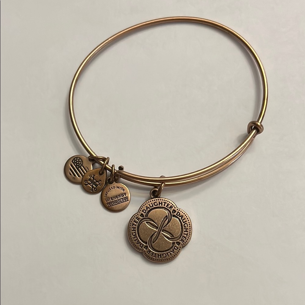 Alex and Ani Bronze/Gold Charm Bangle Bracelet